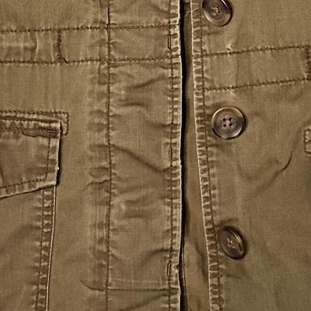 J.Crew Brown Utility Field Jacket Women’s Medium – Distressed Khaki Button-Up - Picture 4 of 15